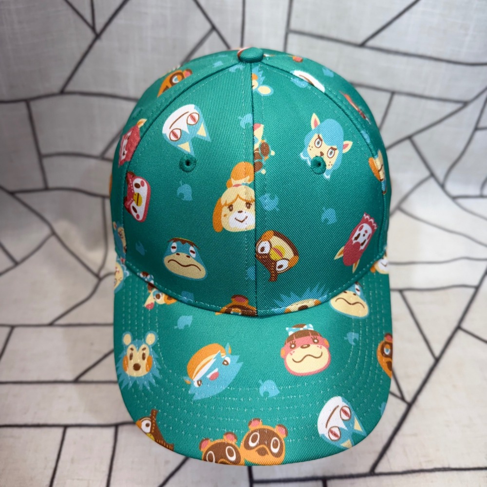 Bioworld Animal Crossing Hat OSFM Teal Character All Over Print Baseball Cap